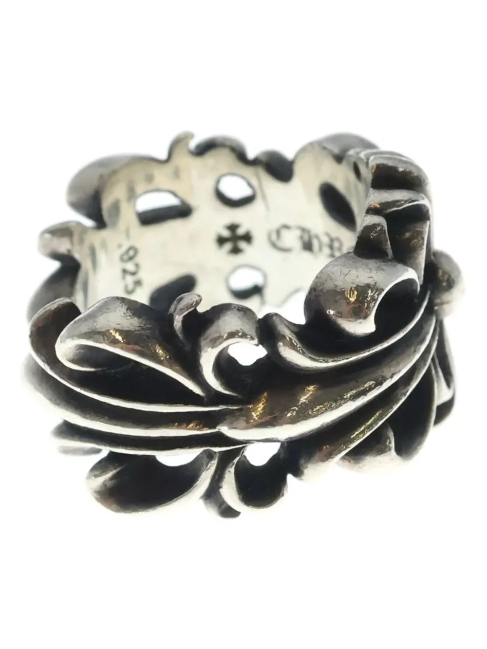Chrome Hearts Dbl Flrl Double Floral Cross Ring Silver